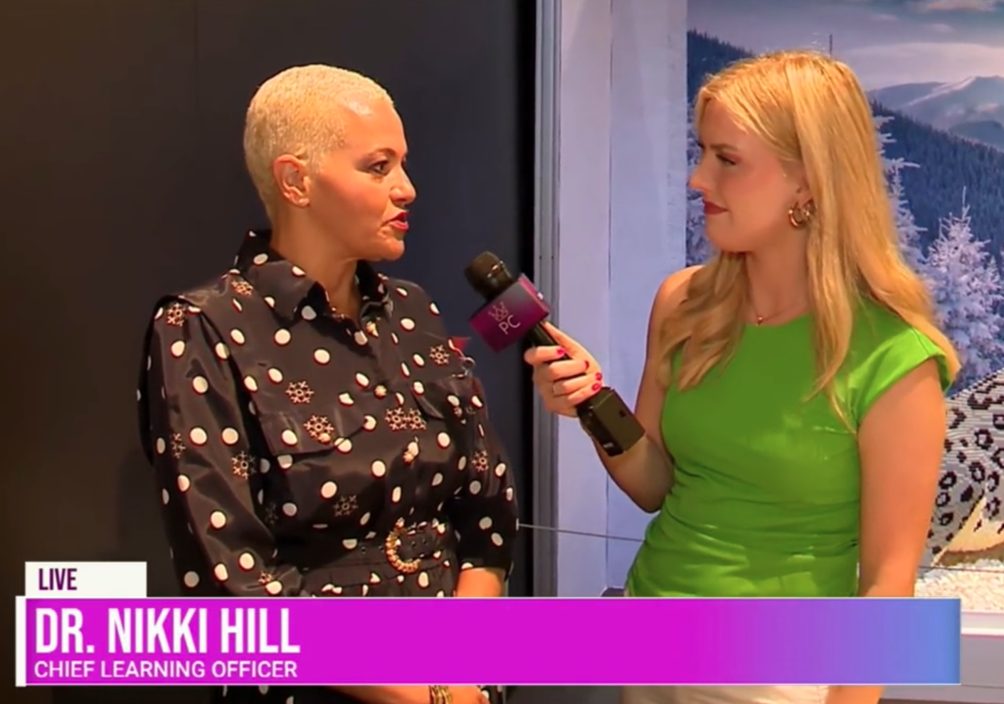 Dr. Nikki Hill being interviewed on live television